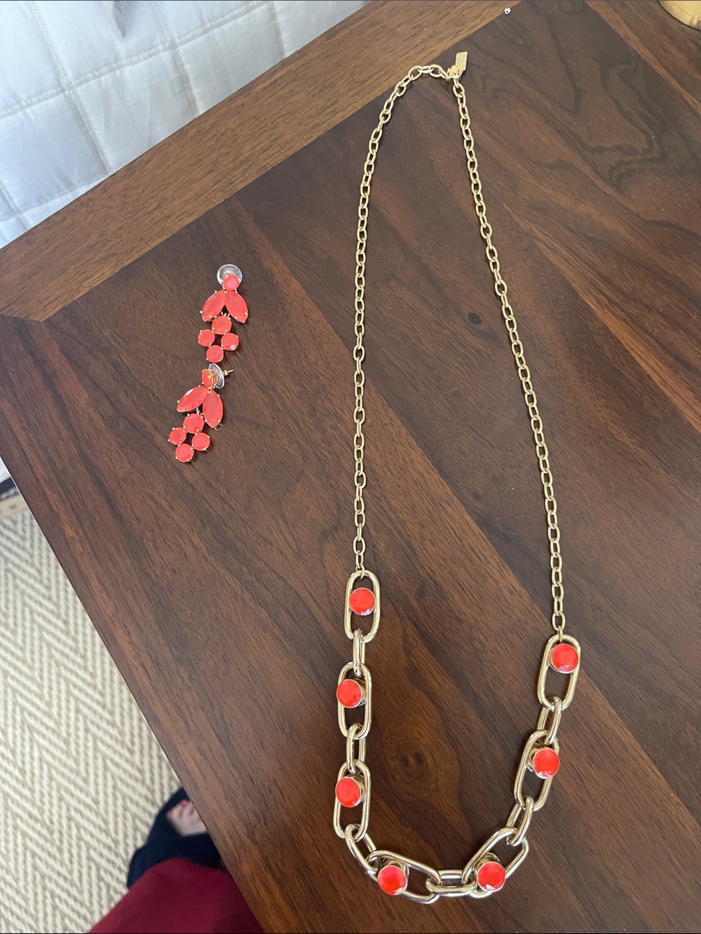Kate Spade neon get rolling necklace/Flo crystal pedals chandelier drop earrings